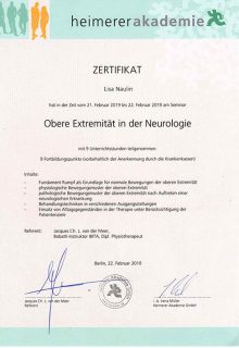 Zertifikat obere Extremität Neurologie Kopie